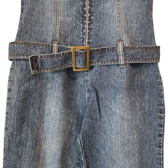 Solid Denim Y2K Charlie's Angeles Style Belted Jumpsuit - Picture 5 of 10